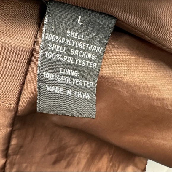 Baccini Women's Brown Faux Leather Cardigan style Jacket gold zips Size Large - Picture 4 of 11